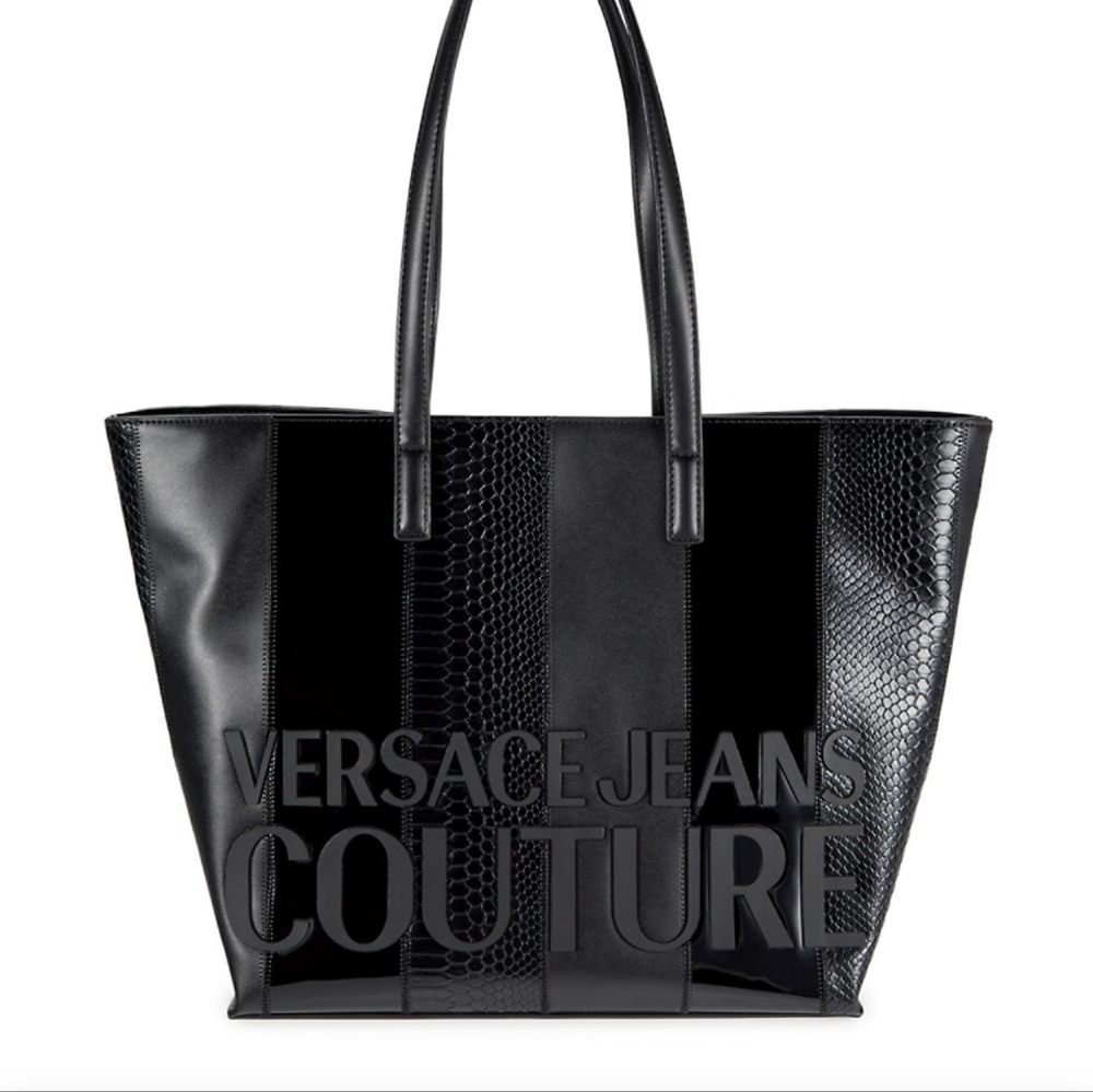 NEW VERSACE JEAN COUTURE TOTE with Detachable Nylon Versace Pouch included.